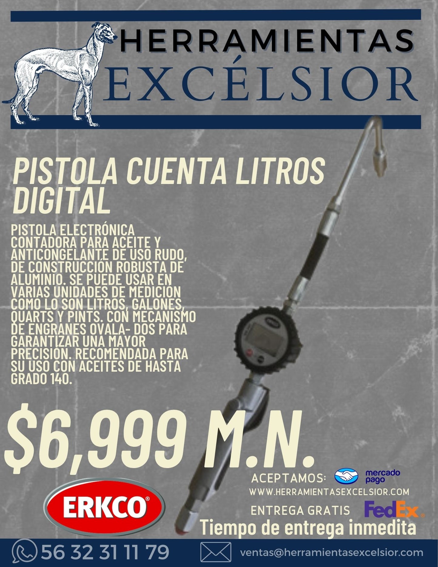 Pistola contadora de aceite y anticongelante electronica ERKCO