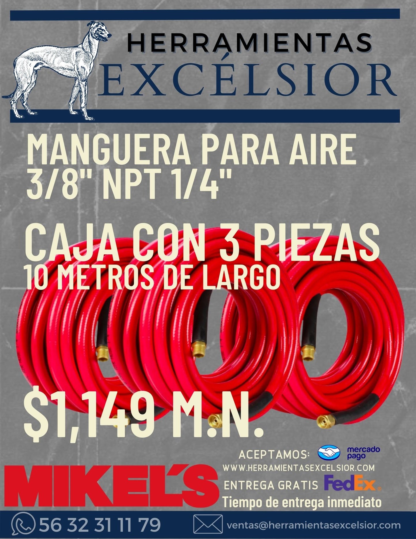 Manguera de 3/8" x 10 metros MIKELS