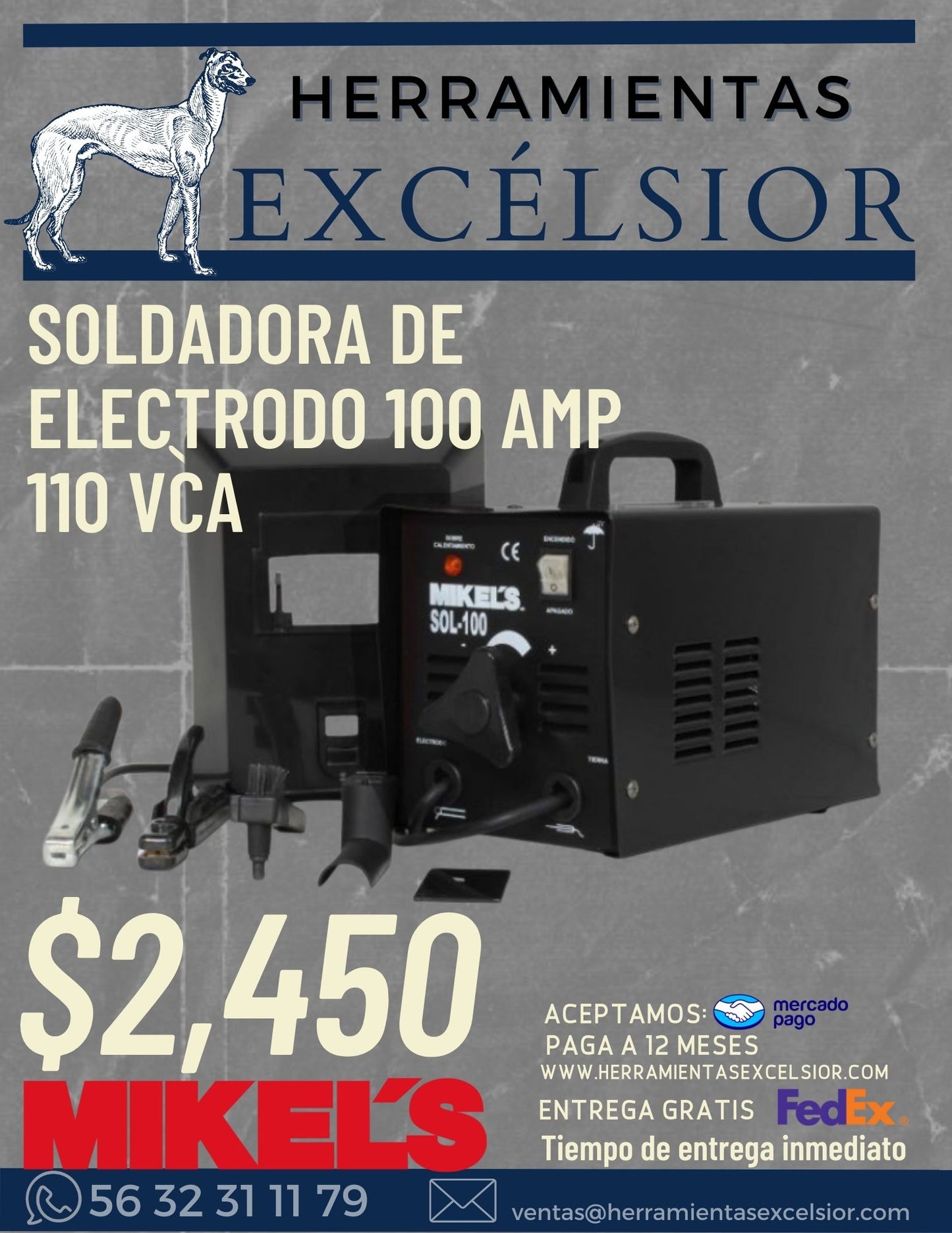 Soldadora de electrodo 100 AMP y 110 VCA