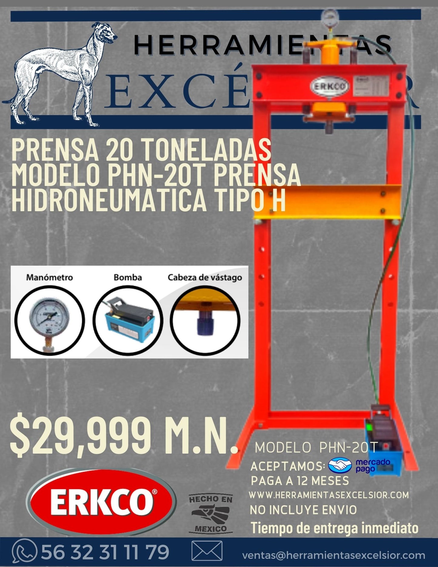 Prensa de 20 Toneladas Hidroneumática