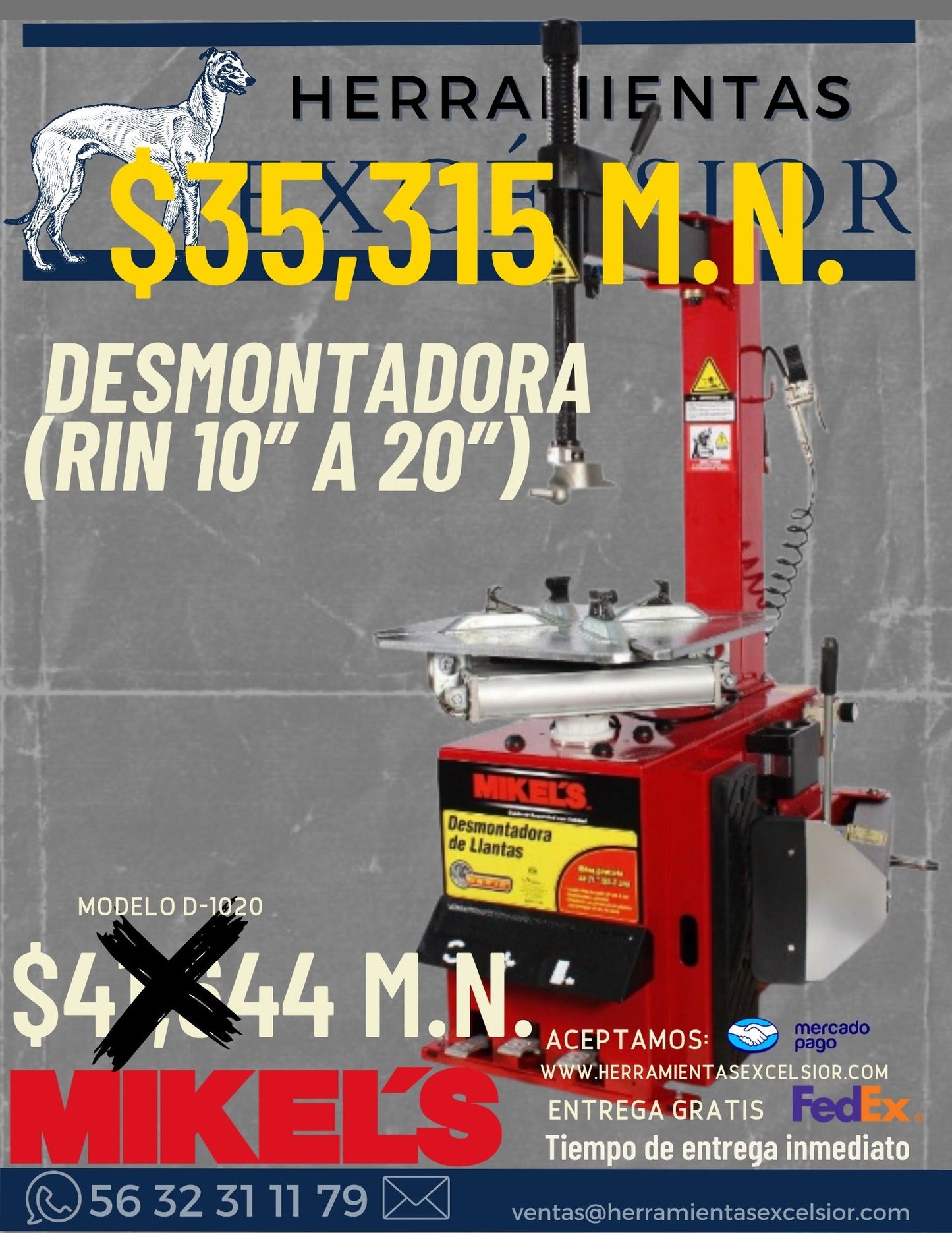 Desmontadora de llantas (rin 10” a 24”) MIKELS