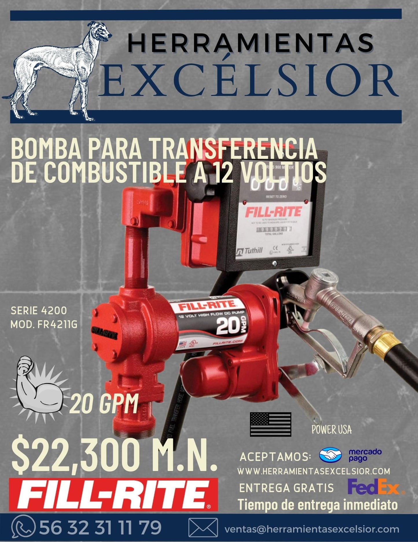 Bomba para transferencia de combustible a 12 volts FILL RATE