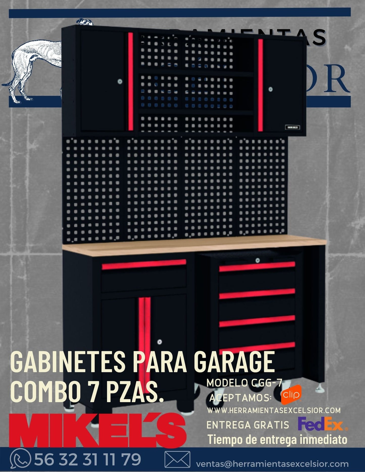 Gabinetes para garage maxi combo 7 piezas MIKELS