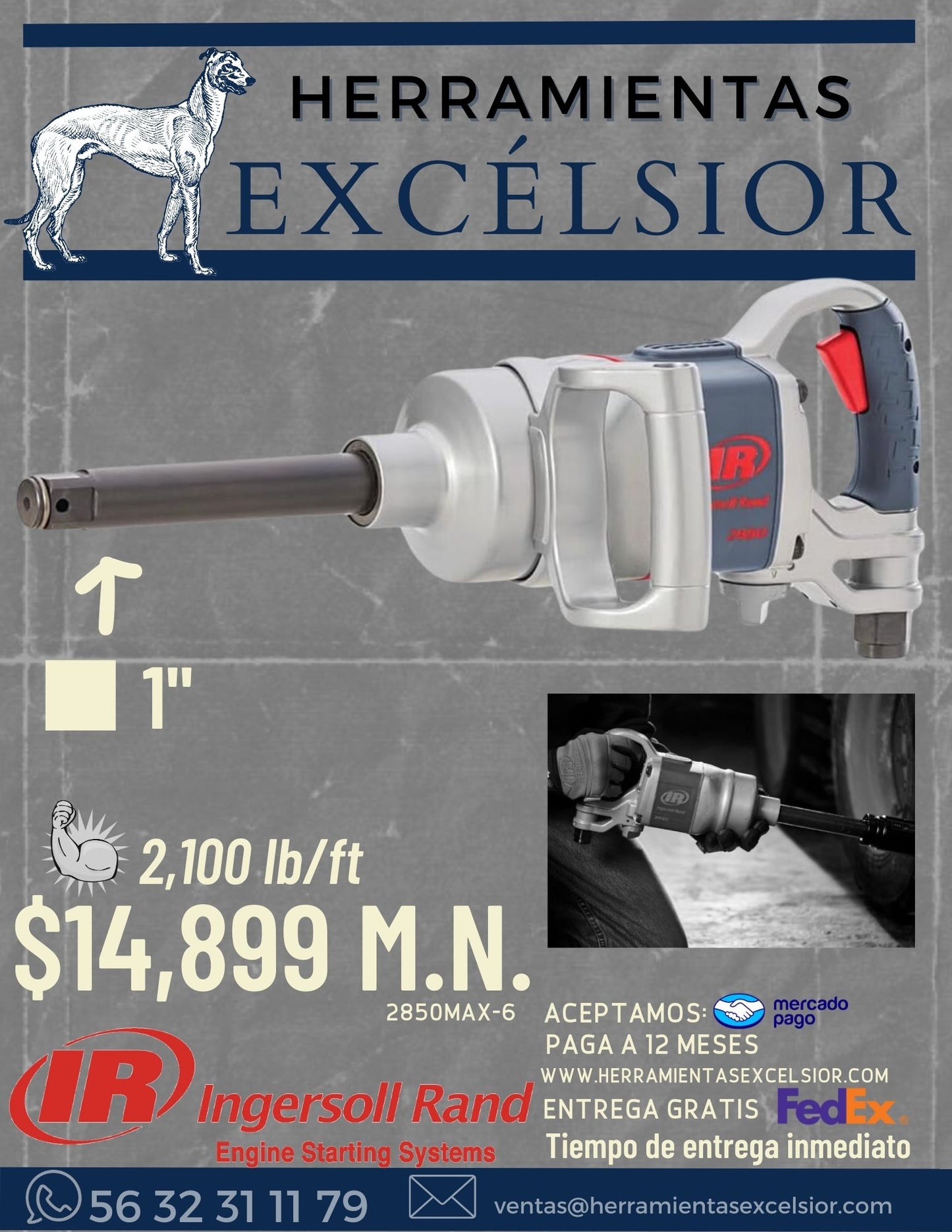 Llave de impacto de 1" INGERSOLL RAND 2850MAX