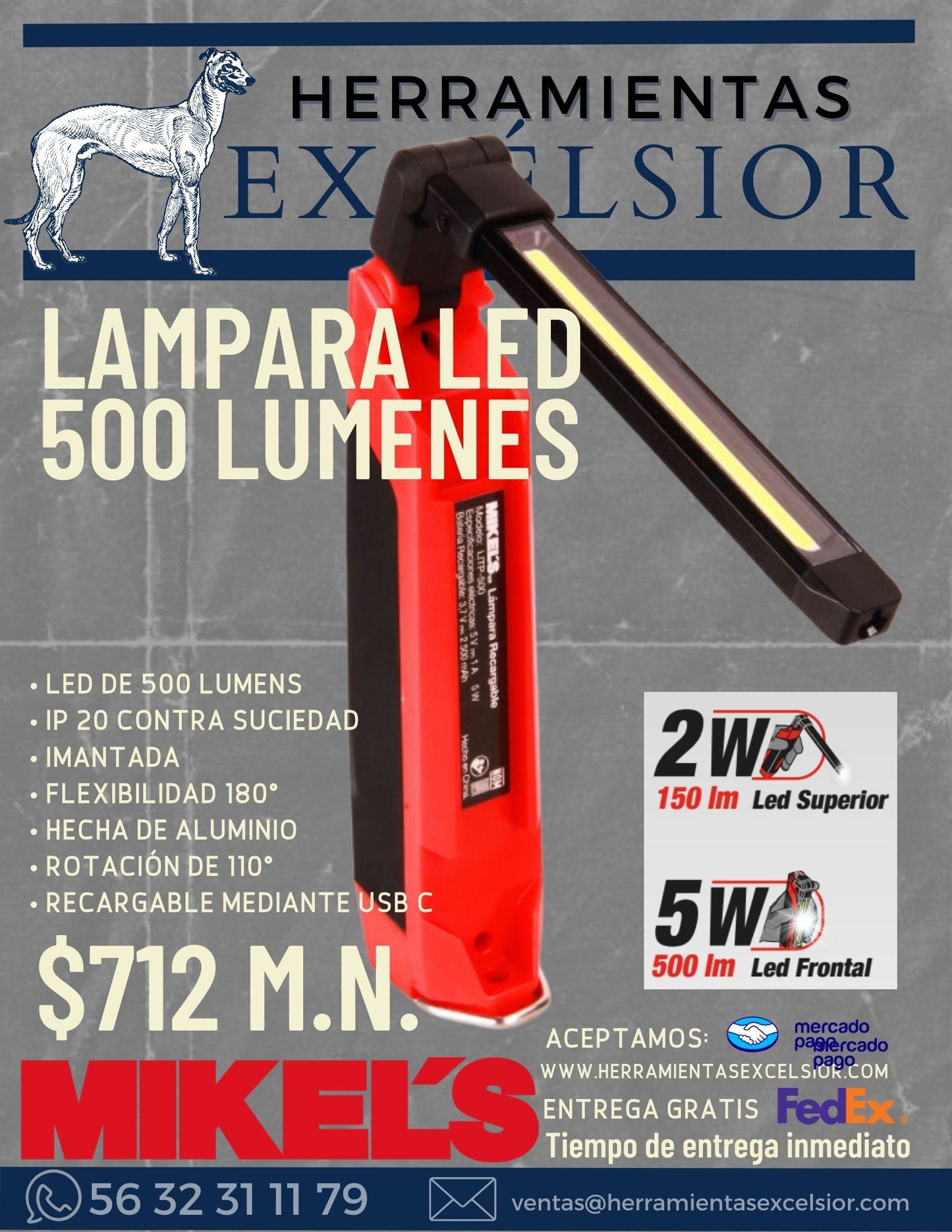 Lampara LED 5W recargable