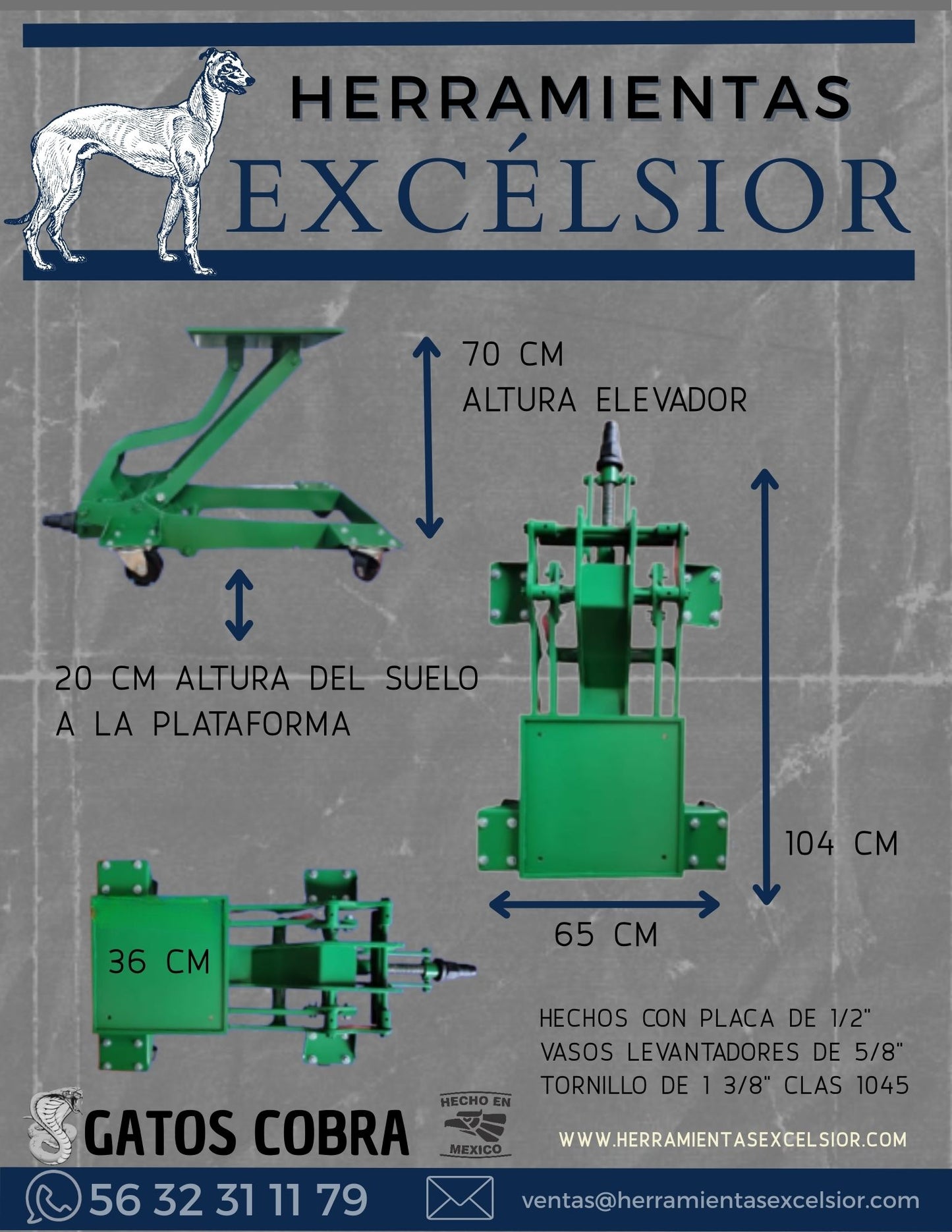 Gato mecanico para transmision diesel 1- 1/2 ton