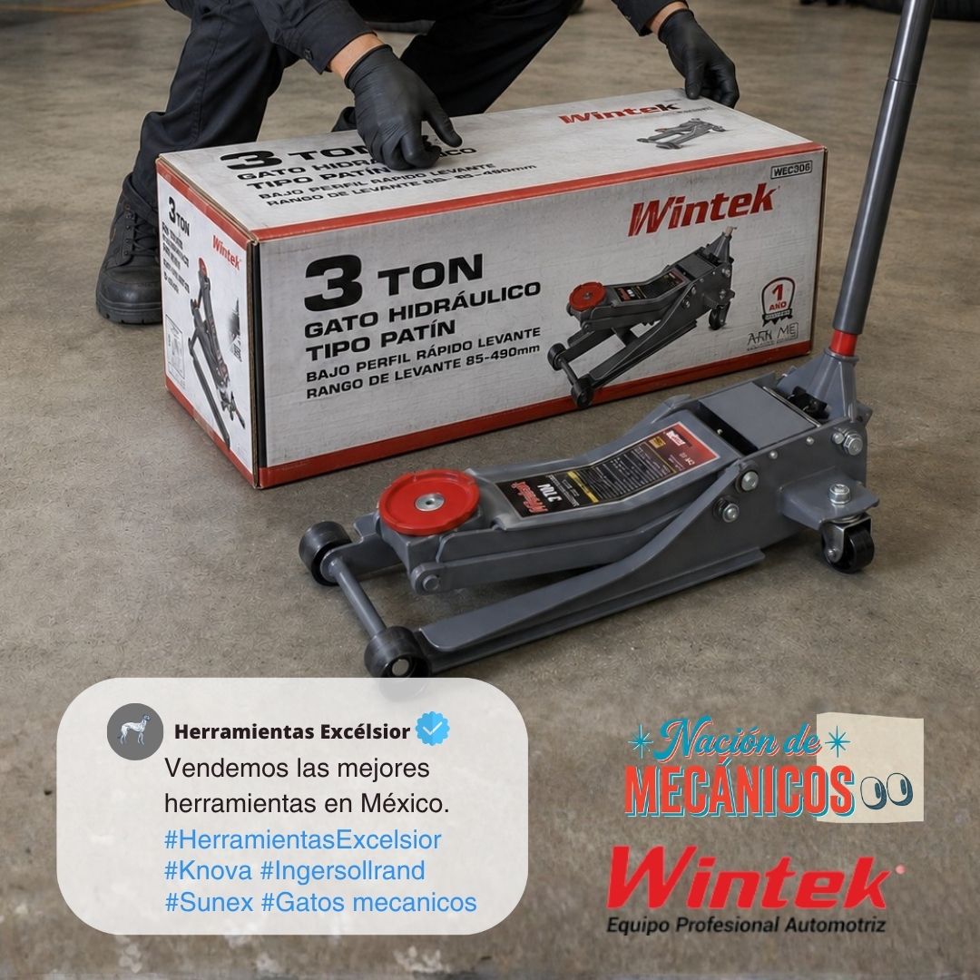 Gato de patin 3 ton bajo perfil levante rapido WINTEK JEC306