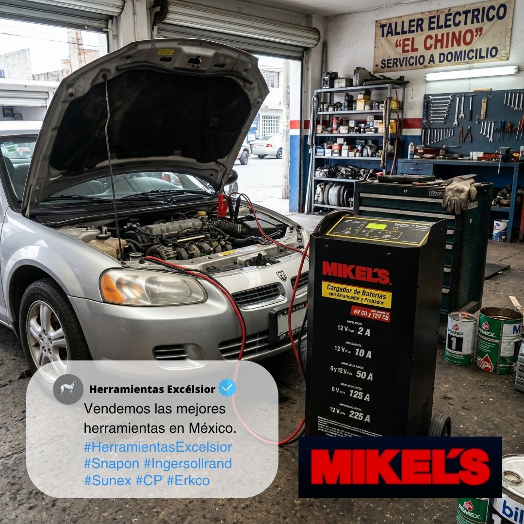 Cargador y arrancador para autos con amperimetro MIKELS