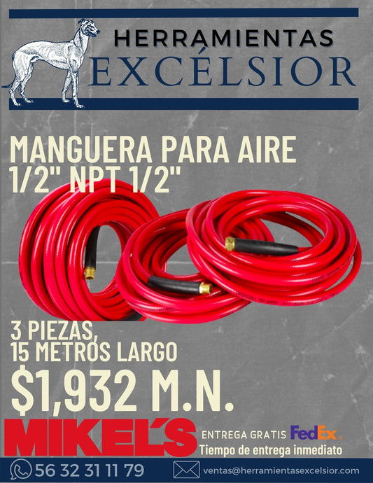 Manguera para aire de 1/2" x 15 Metros MIKELS