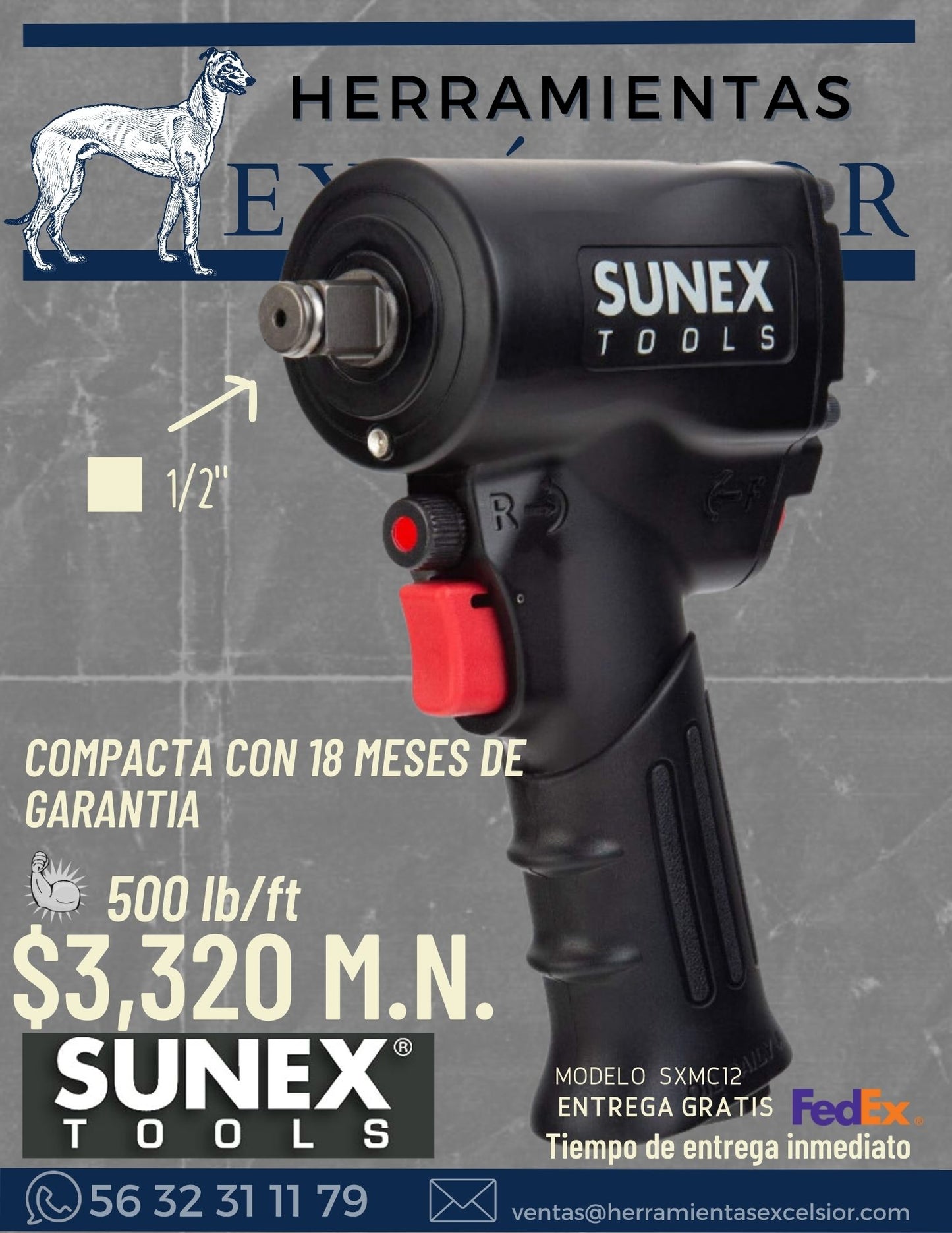 Llave de impacto SUNEX (corta)