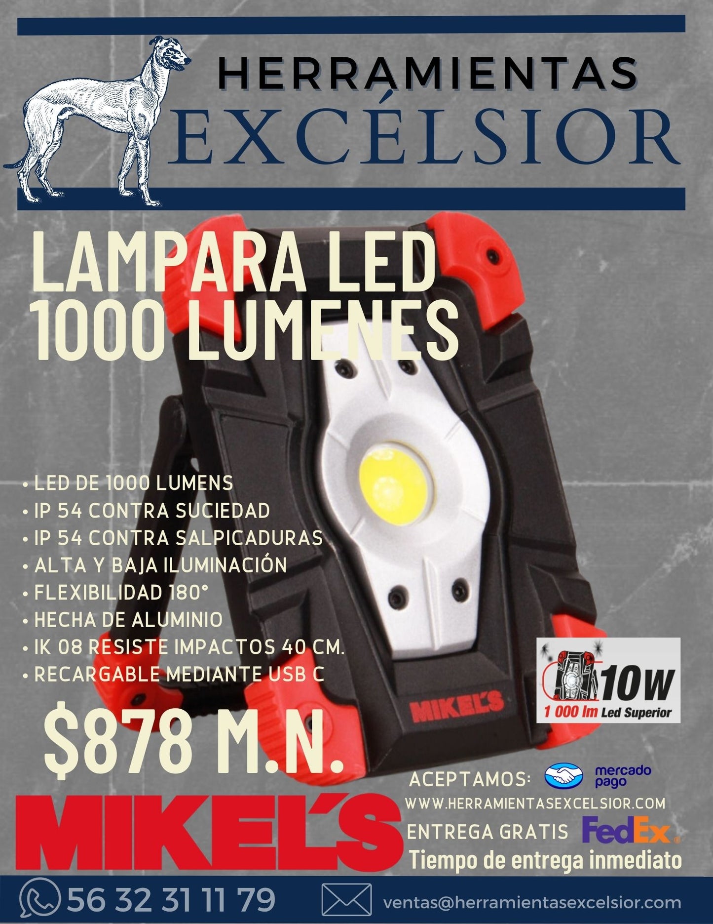 Lampara reflector LED recargable