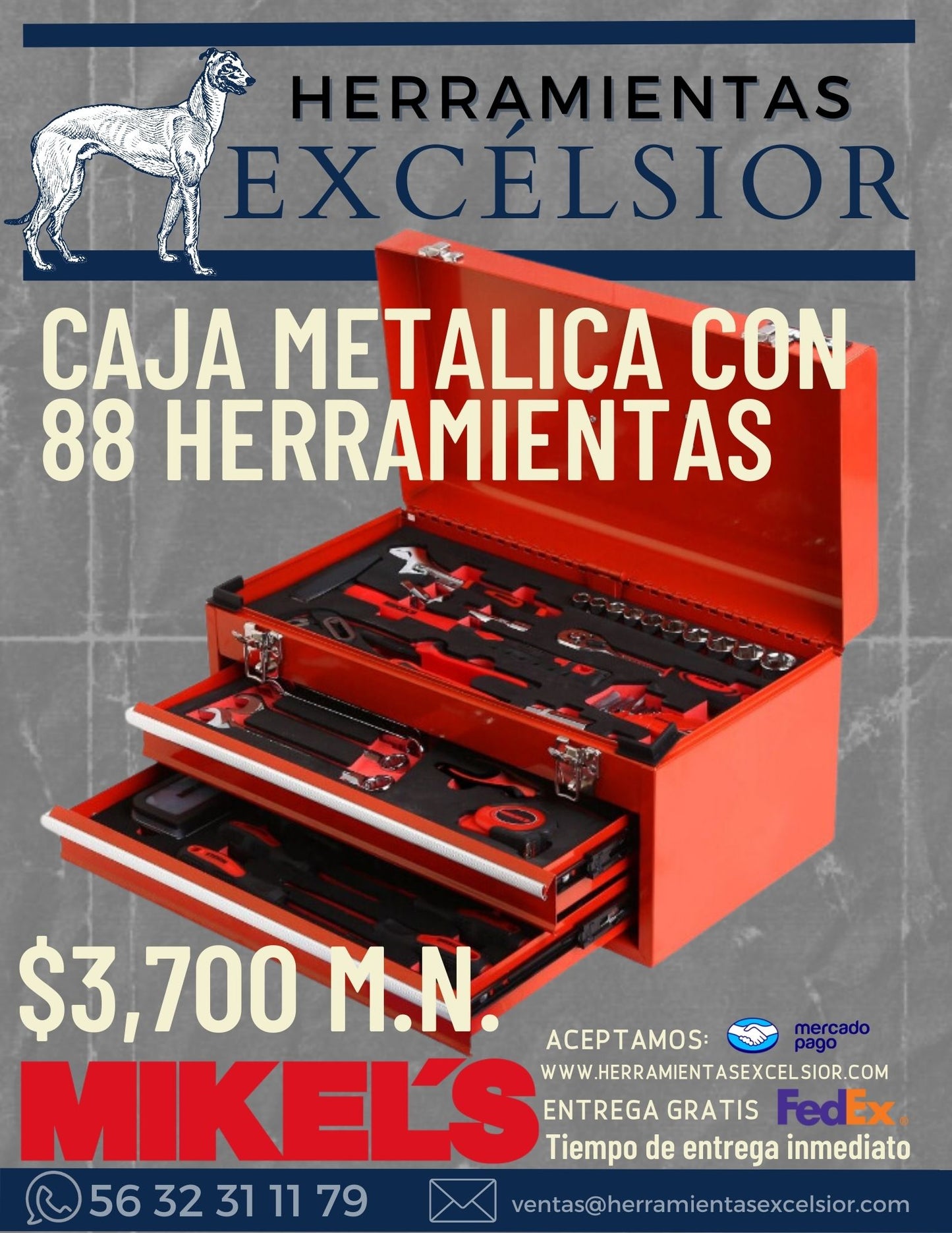 Caja metalica con 88 piezas