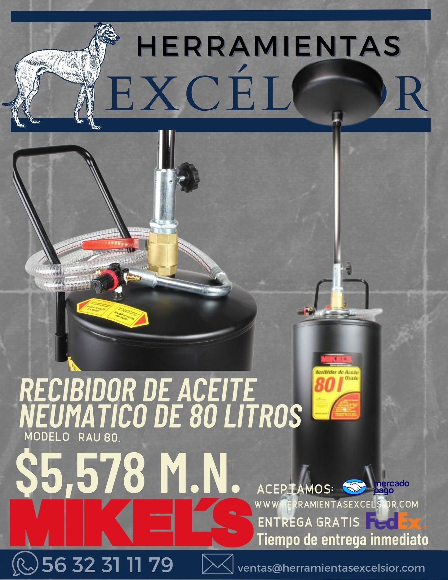 Recepto de aceite MIKELS 80 litros neumatico