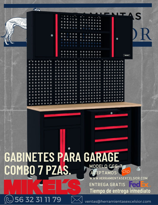 Gabinetes para garage maxi combo 7 piezas MIKELS