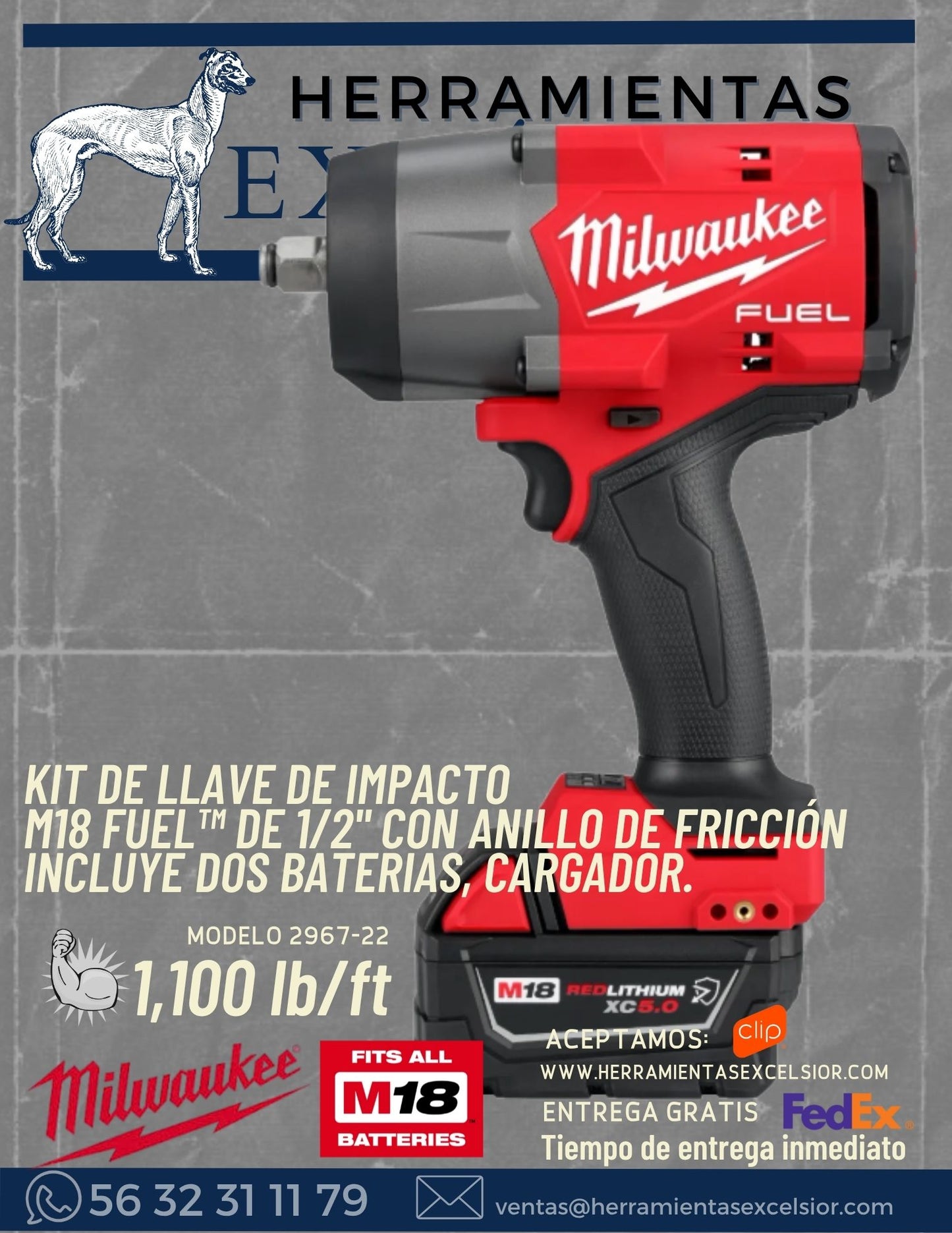 Llave de impacto MILWAUKEE de alto torque 1100 libras