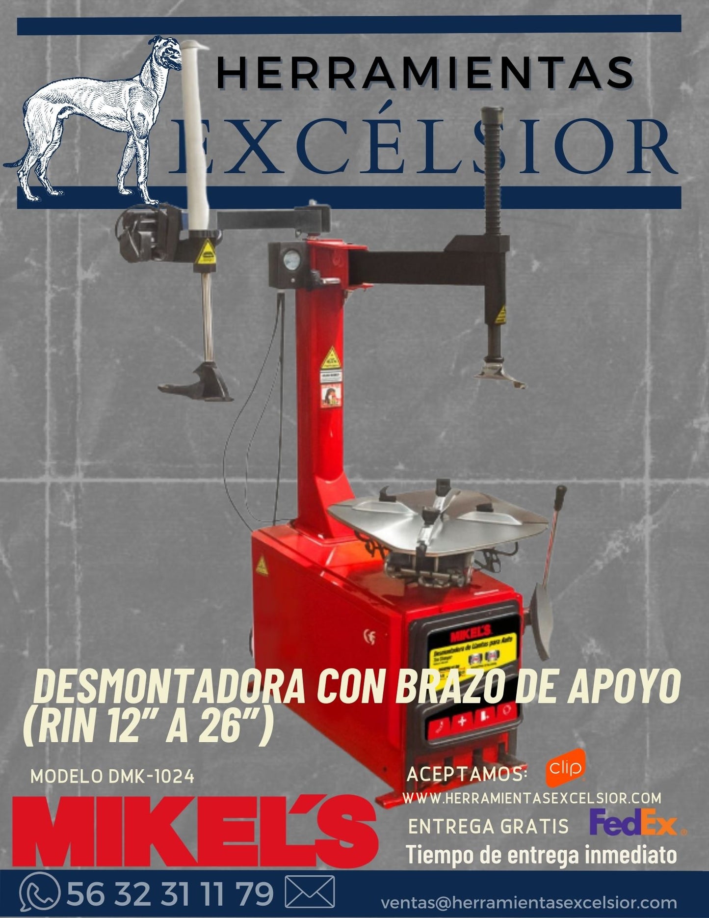 Desmontadora de llantas (rin 12” a 26") Modelo DMK-1024