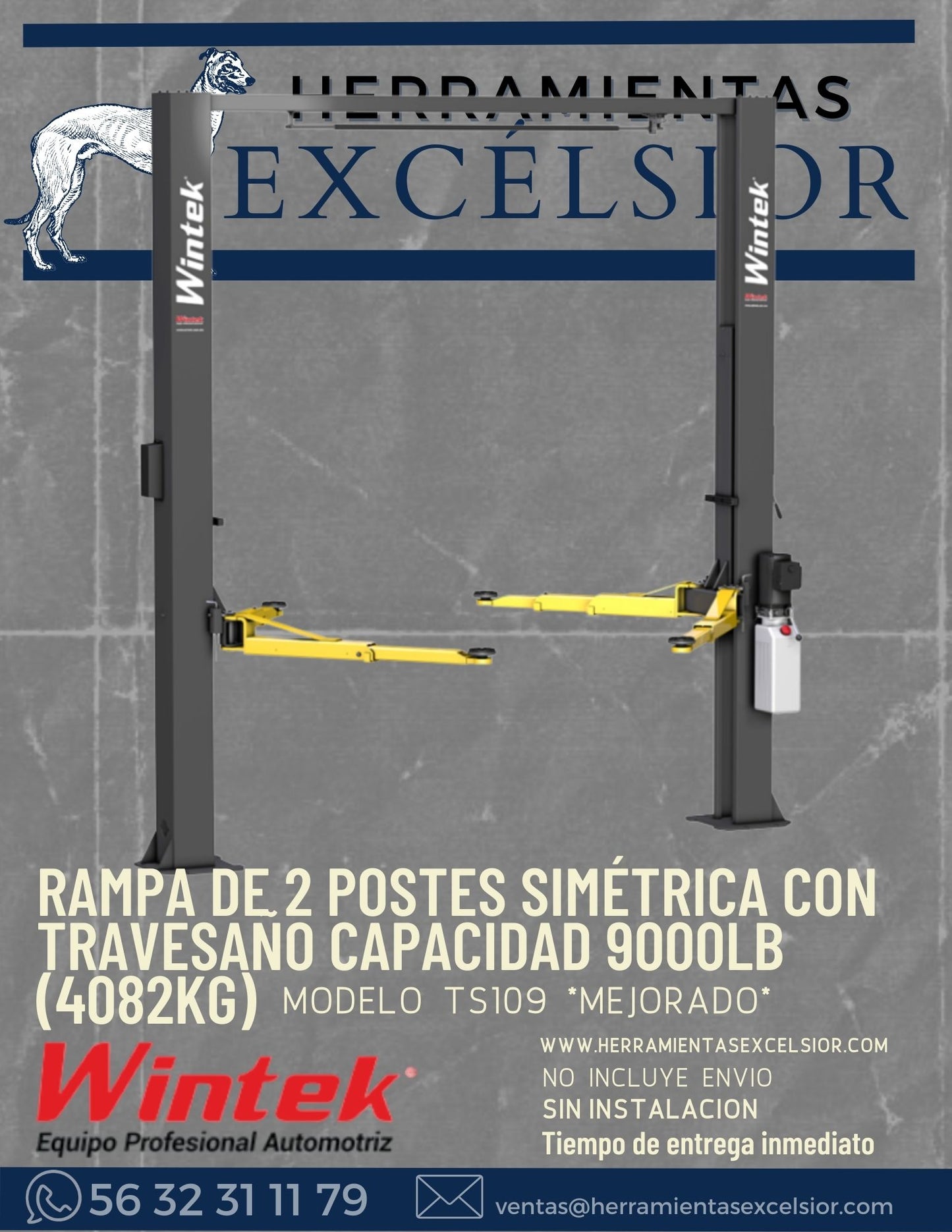 Rampa dos postes 9000 lbs con travesaño WINTEK TL109
