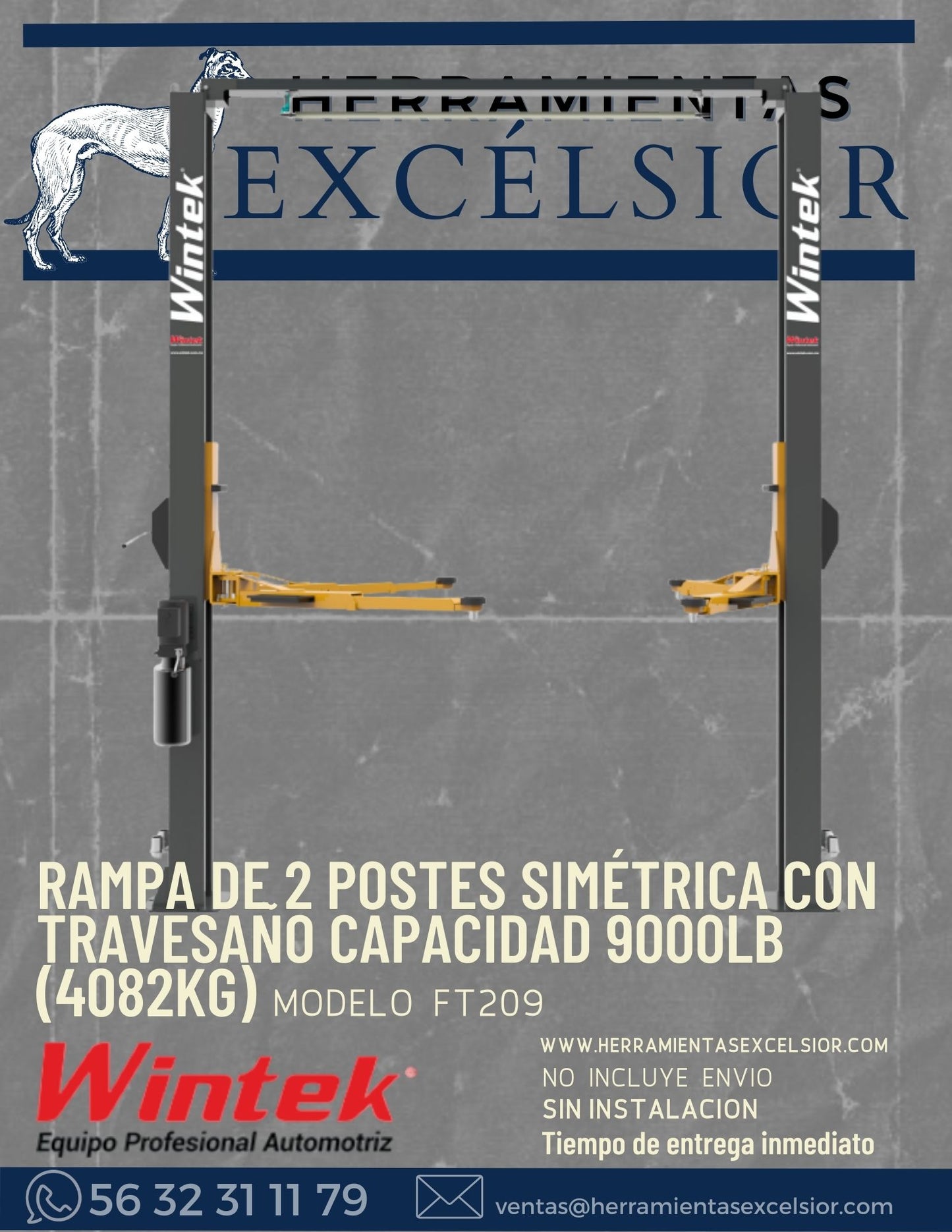 Rampa dos postes simetrica con travesaño 9000 lbs WINTEK FT209