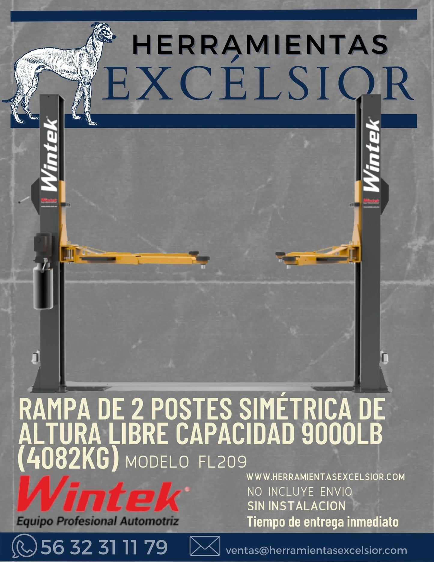 Rampa dos postes 9000 lbs altura libre WINTEK FL209