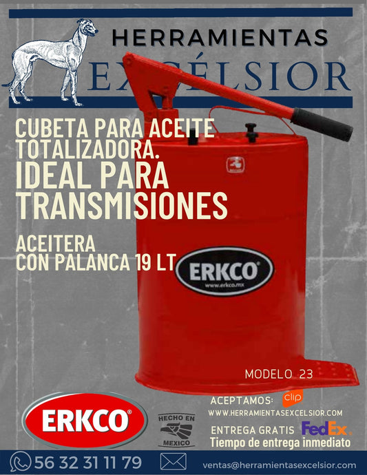 Cuebeta de 19 litros para aceite transmision ERKCO de palanca.
