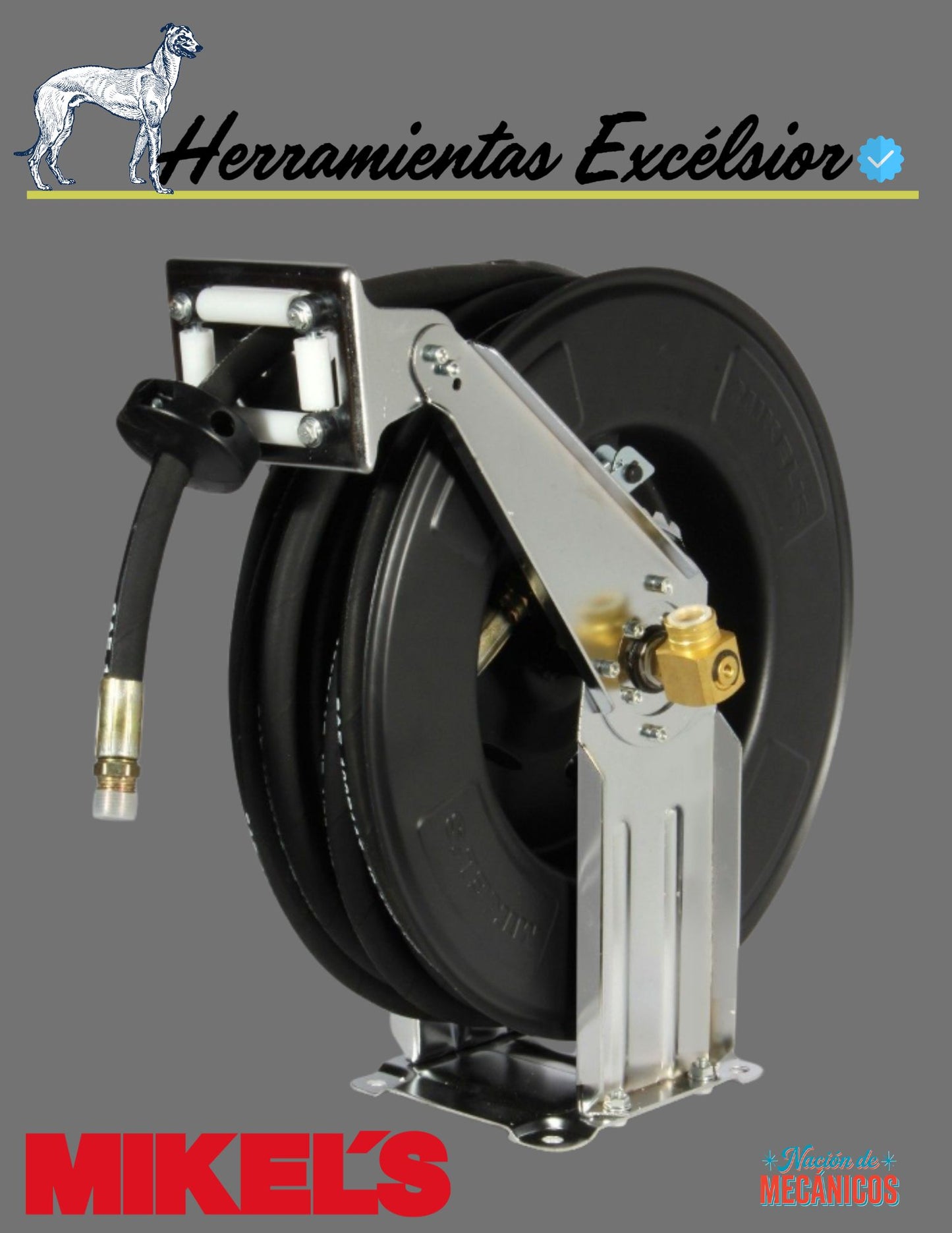 Carrete retractil para aceite MIKELS 1/2" X 12 metros. CMA-1/2