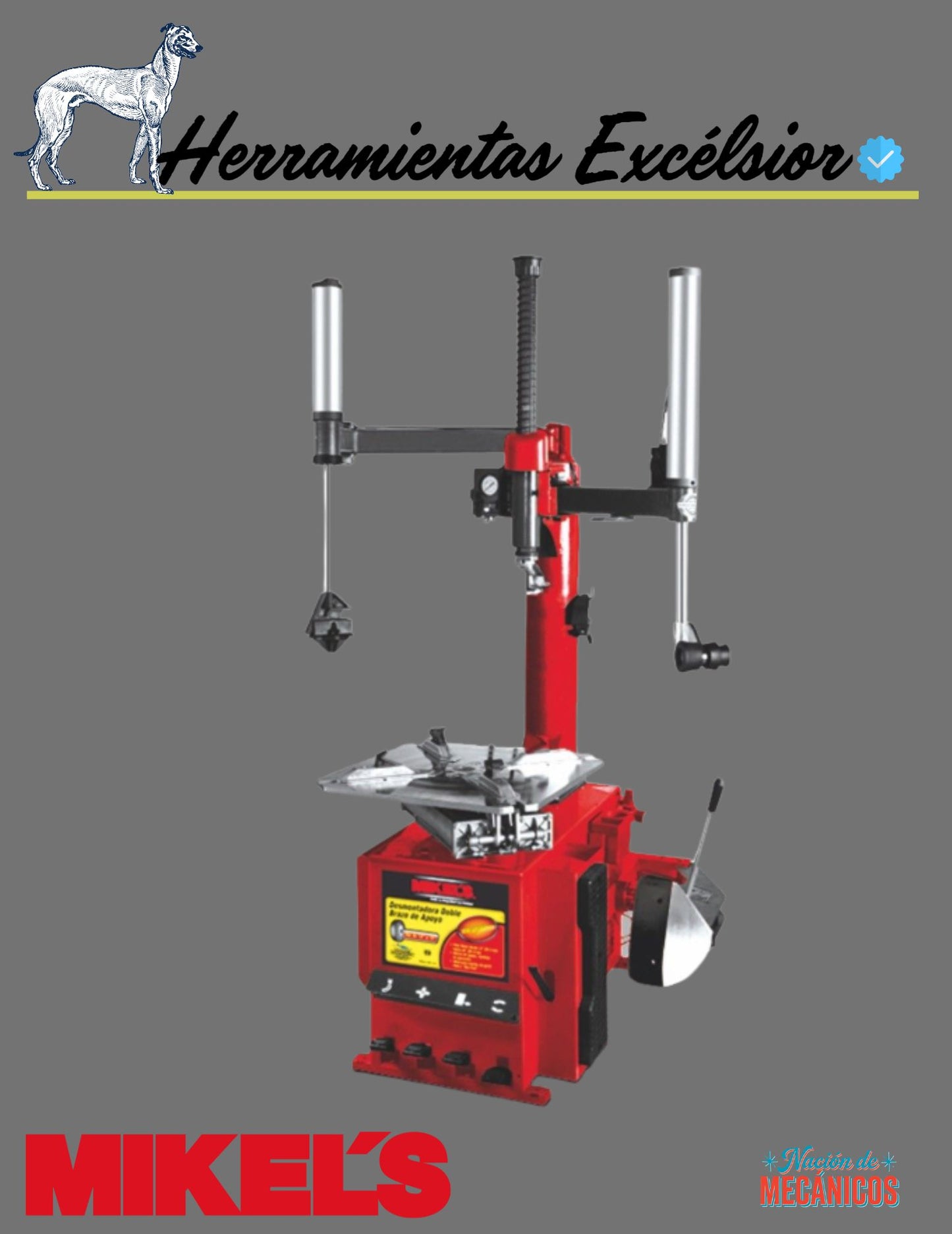 Desmontadora de llantas con 2 brazos de apoyo (rin 12” a 28”) MIKELS DDBMK-1226
