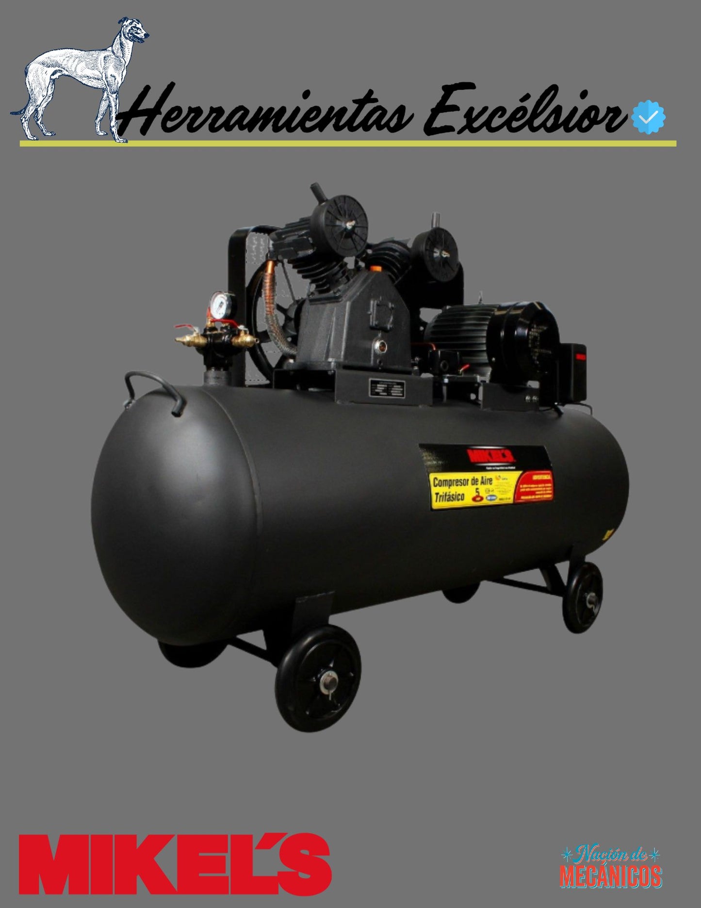 Compresor trifásico 5 HP (300 lts) MIKELS CAT-5HP