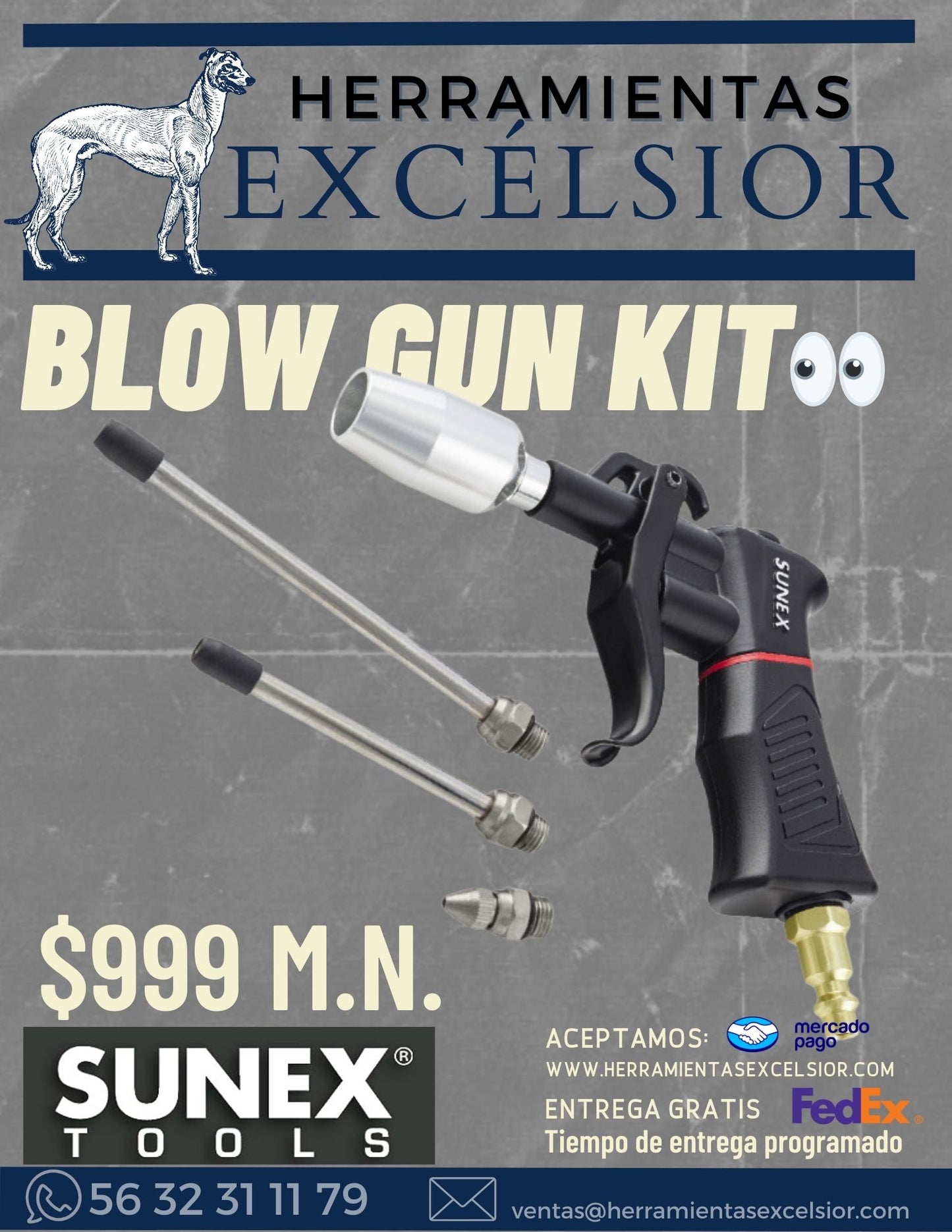 Kit de pistola de aire para sopleteo SUNEX