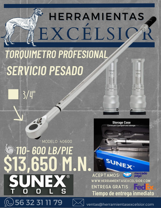 Torquimetro de 3/4" SUNEX servicio pesado
