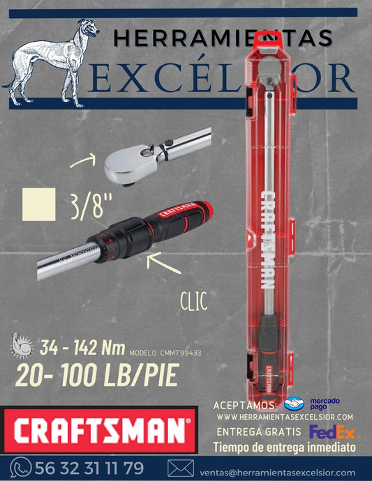 Torquimetro Craftsman de 3/8"  20-100 lb/ft