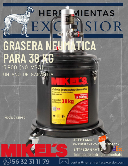 Grasera neumatica para 38 kilos MIKELS