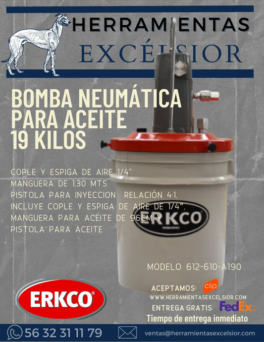 Aceitera neumatica ERKCO de 19 litros