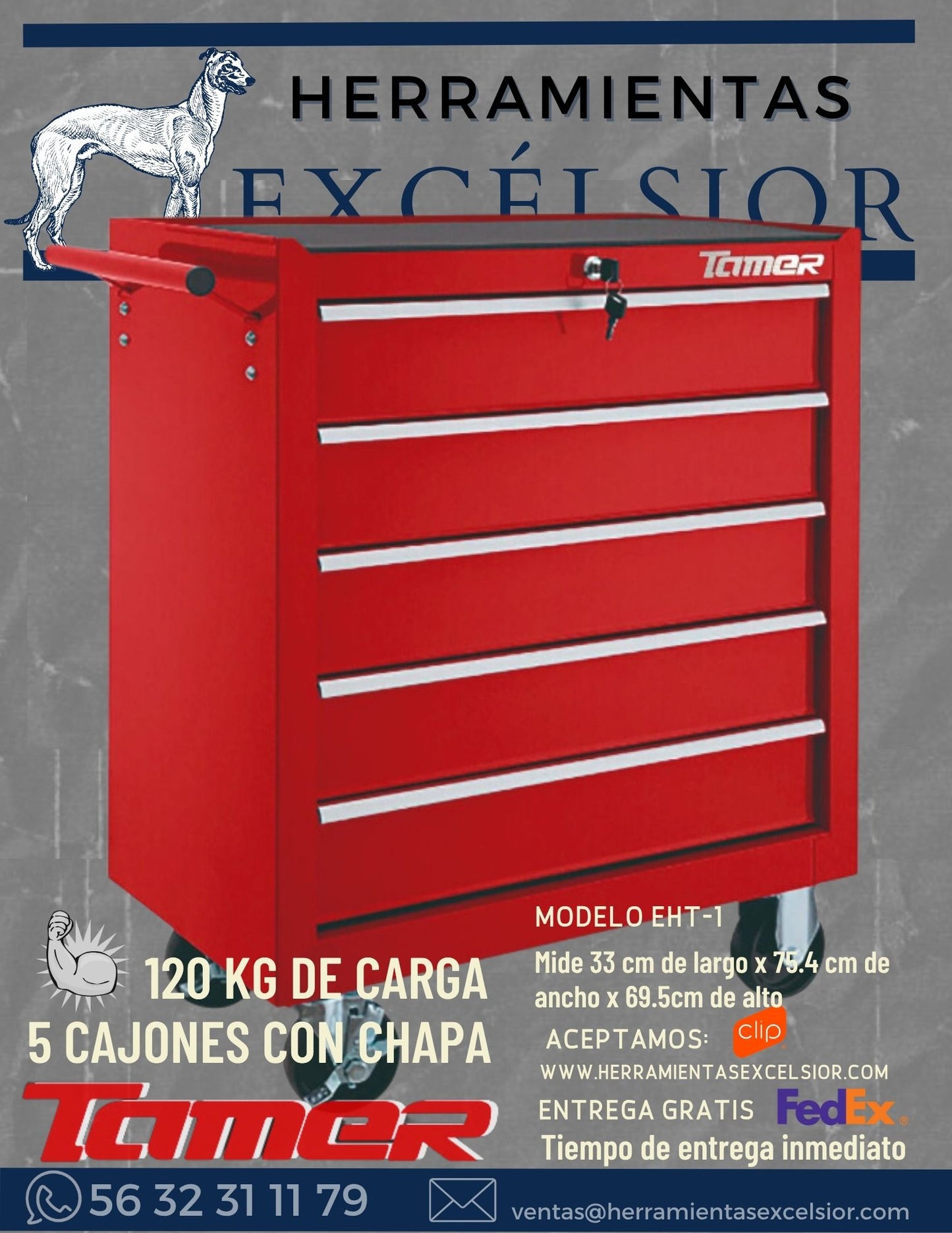Gabinete para herramientas con 5 cajones TAMER