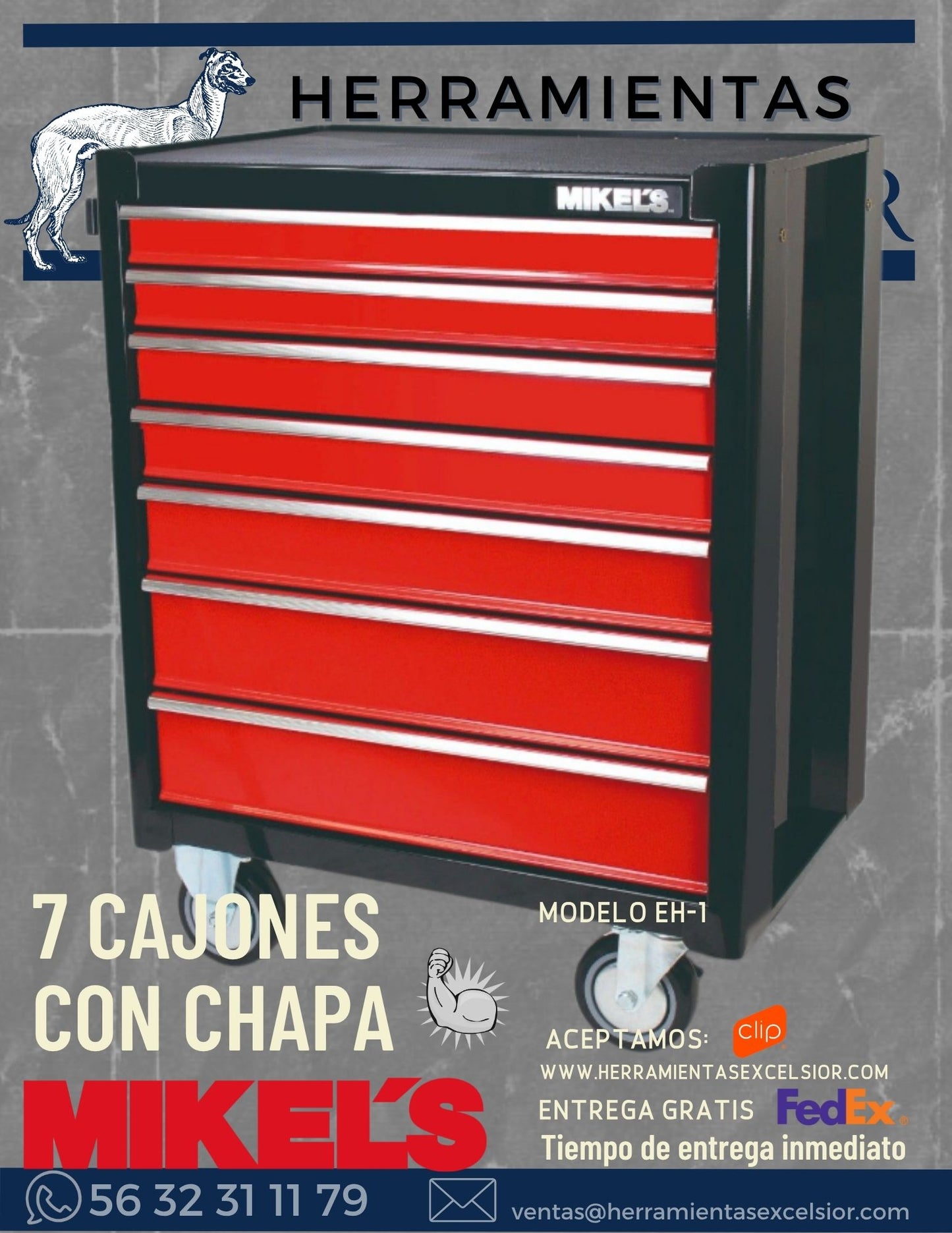 Gabinete para herramientas con 7 cajones MIKELS
