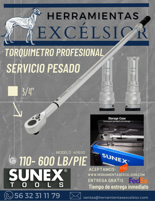 Torquimetro de 3/4" SUNEX servicio pesado