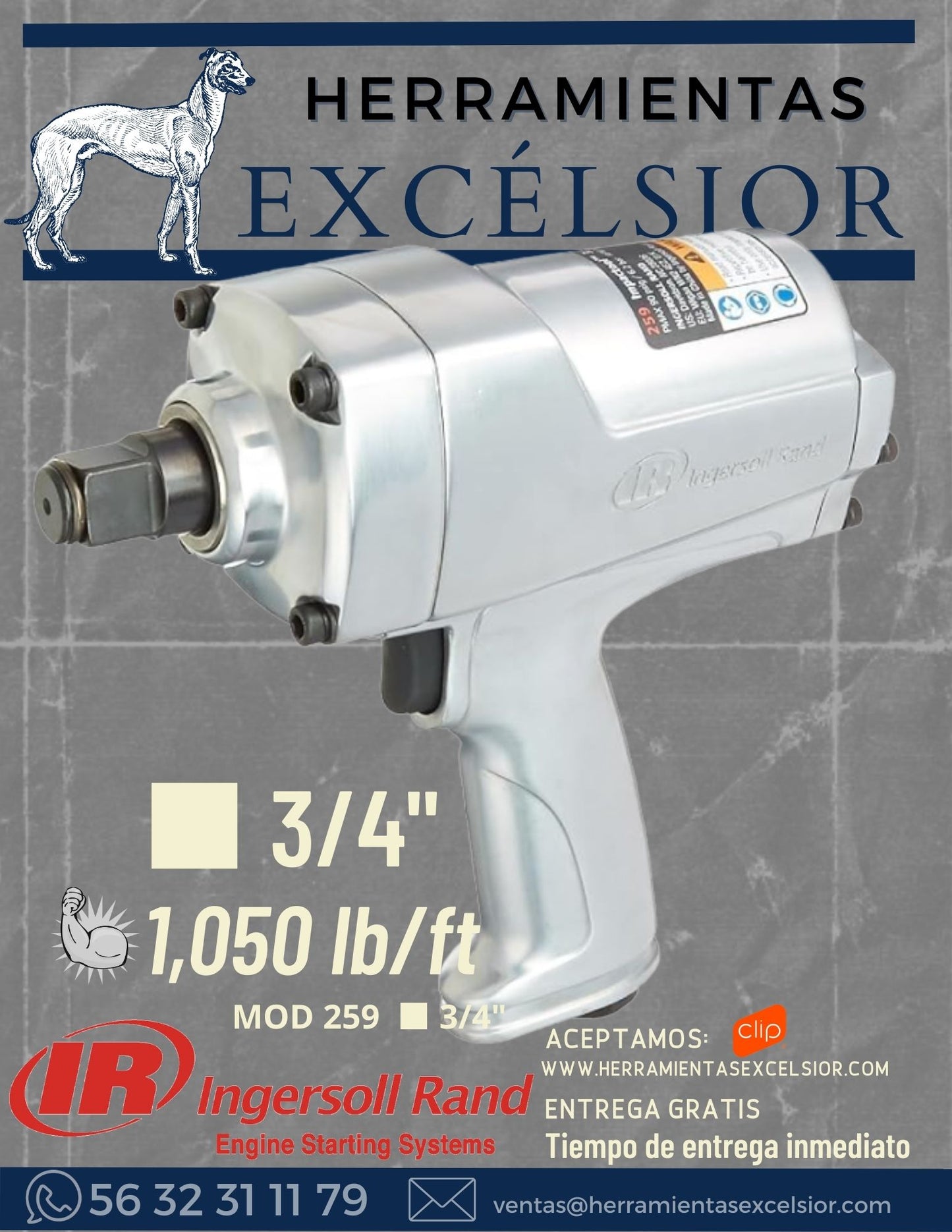 Llave de impacto de 3/4" INGERSOLL RAND 1050 LB/FT