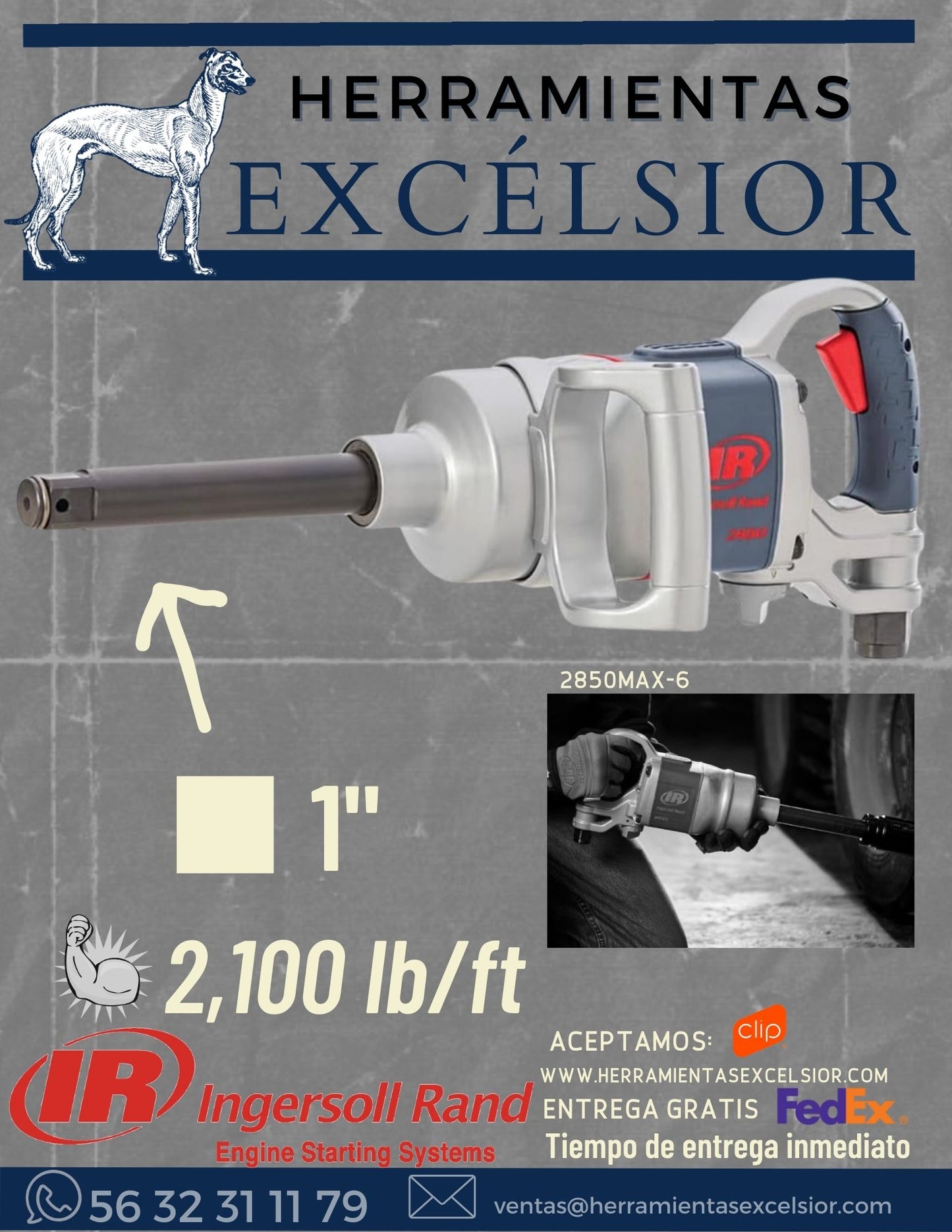 Llave de impacto de 1" INGERSOLL RAND 2850MAX