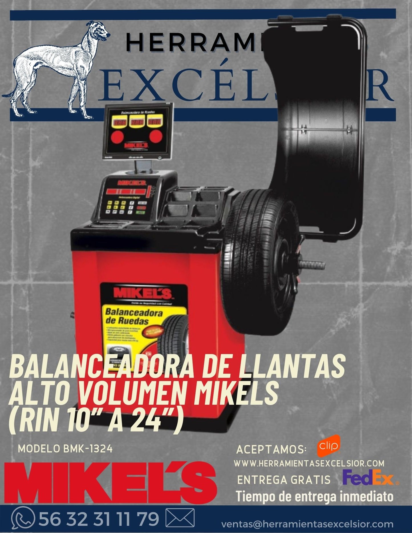Balanceadora de llantas alto volumen MIKELS (rin 10” a 24”) MODELO BALMK-1324