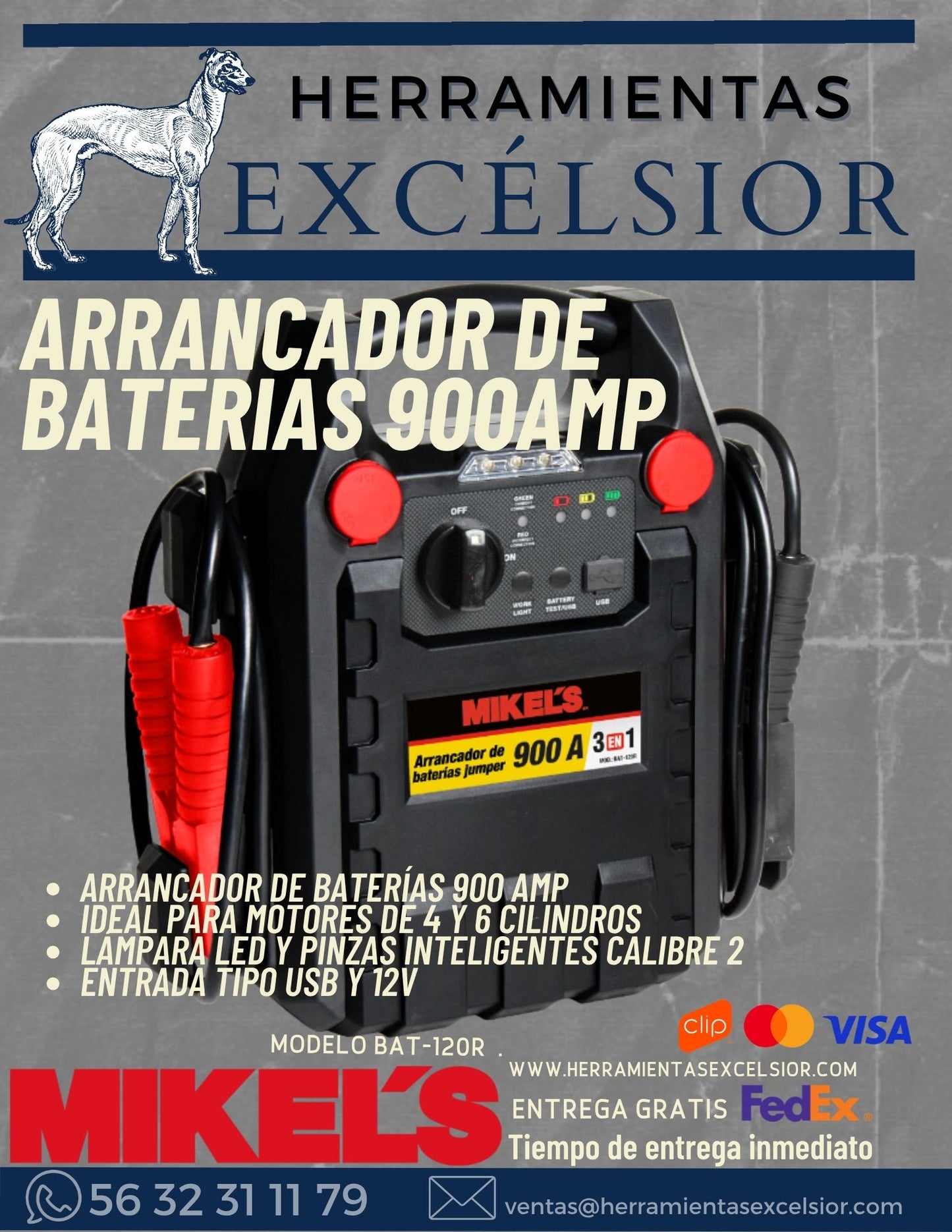 Arrancador de baterias 900 AMP MIKELS