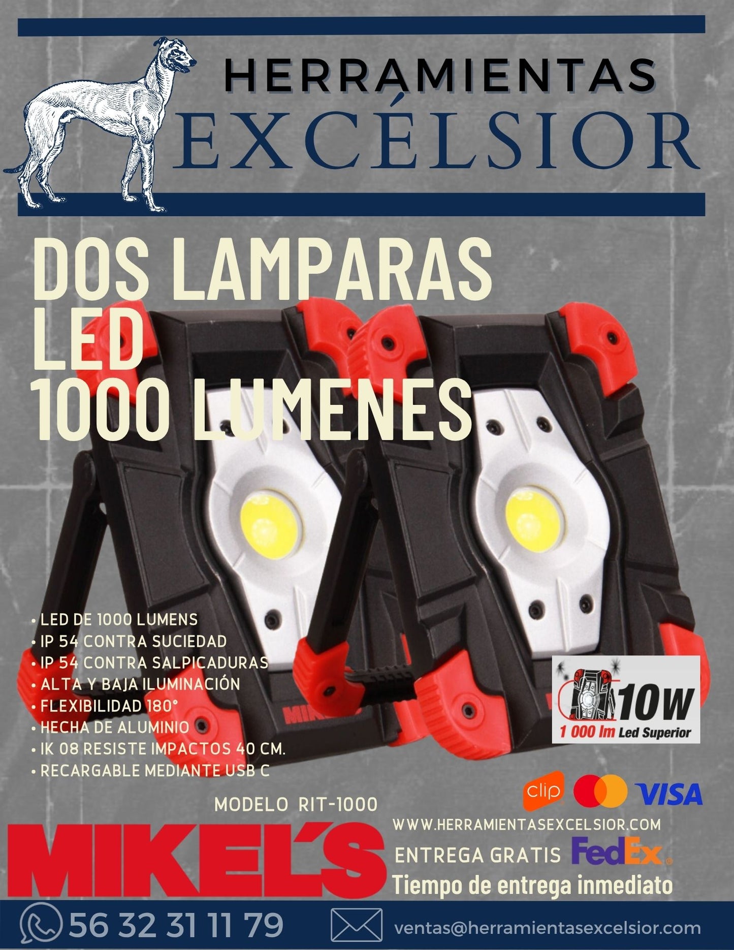 Lampara reflector LED recargable