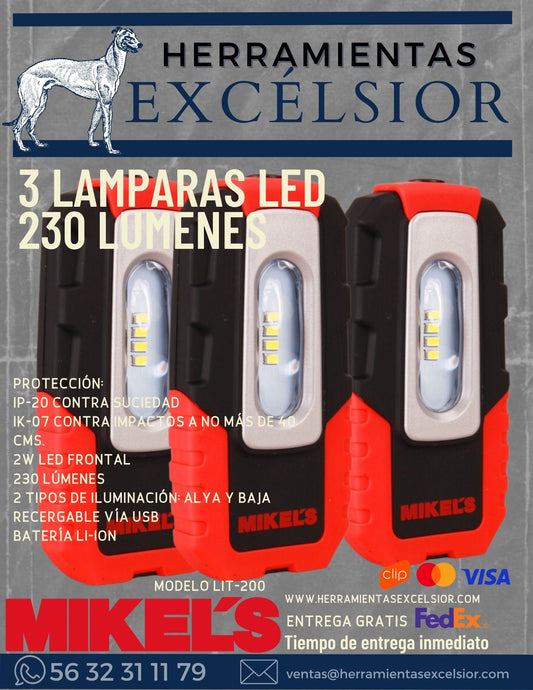 Lámpara LED 2W recargable MIKELS