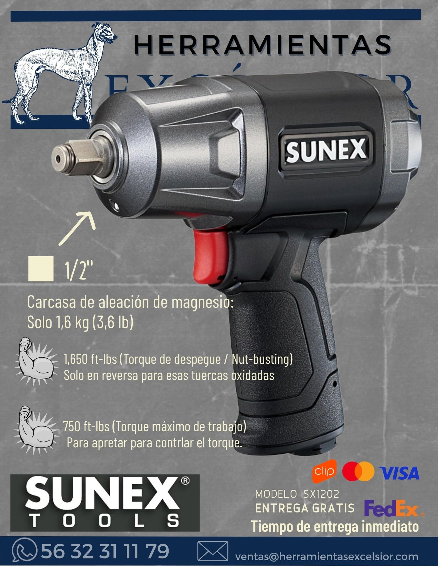 Llave de impacto SUNEX Magnesio 1/2"