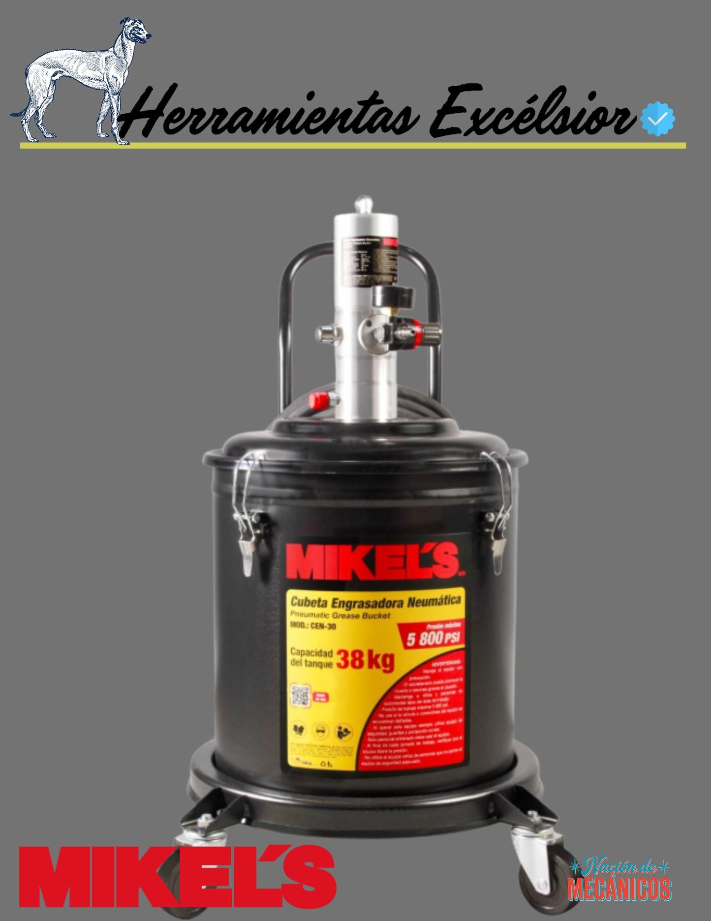 Grasera neumatica para 38 kilos MIKELS