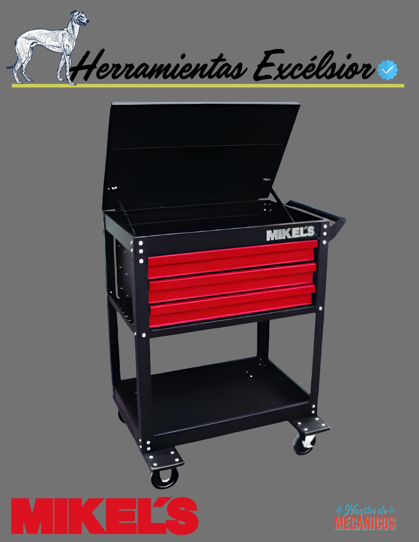 Carro de Servicio 26" con 3 Cajones MIKELS CSC-03