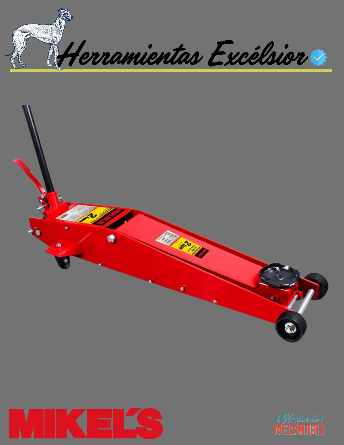 Gato hidráulico de patín Trabajo Pesado Brazo Extra Largo (2 ton)MIKELS G-482