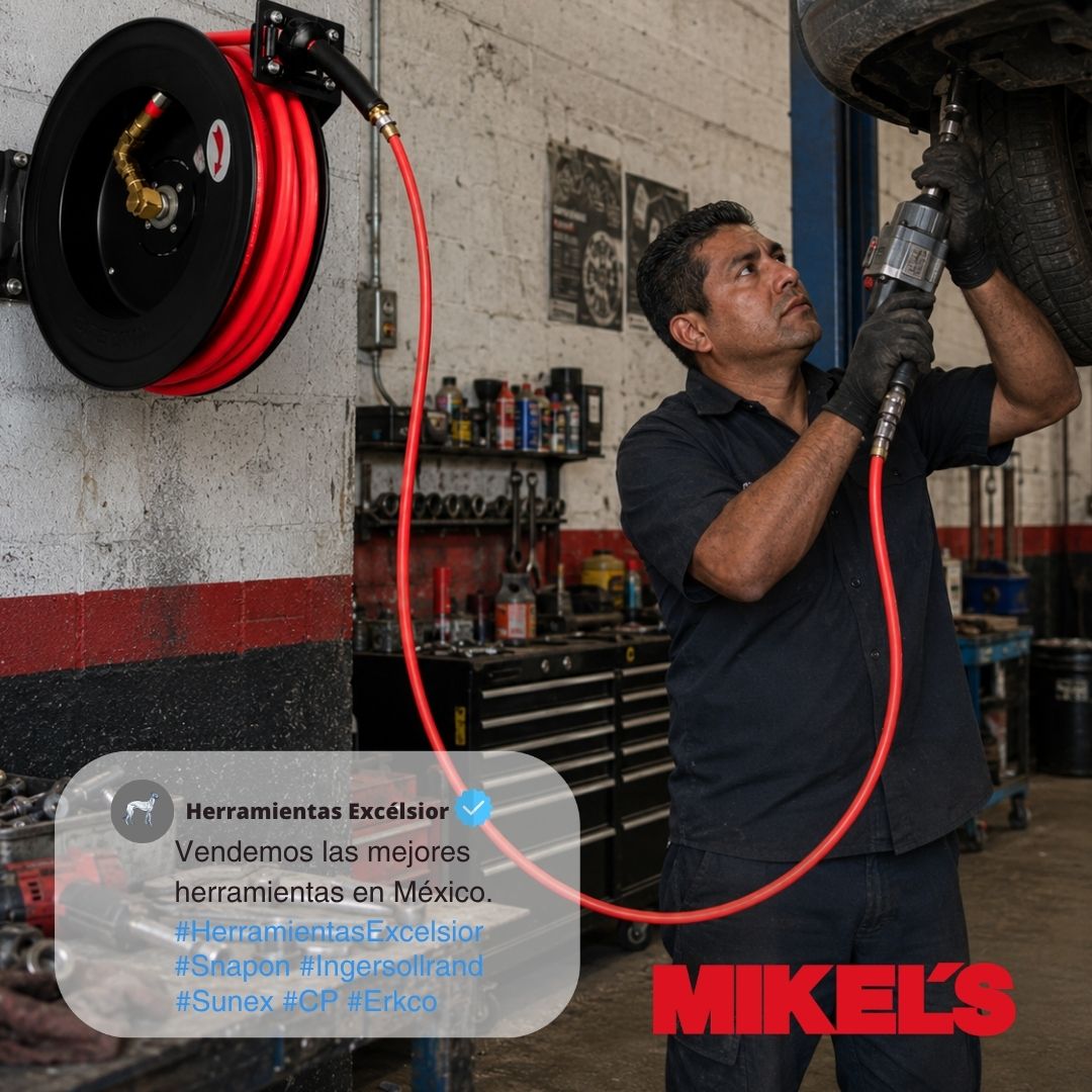 Carrete retractil para aire MIKELS 3/8" X 15 metros. CAM-02